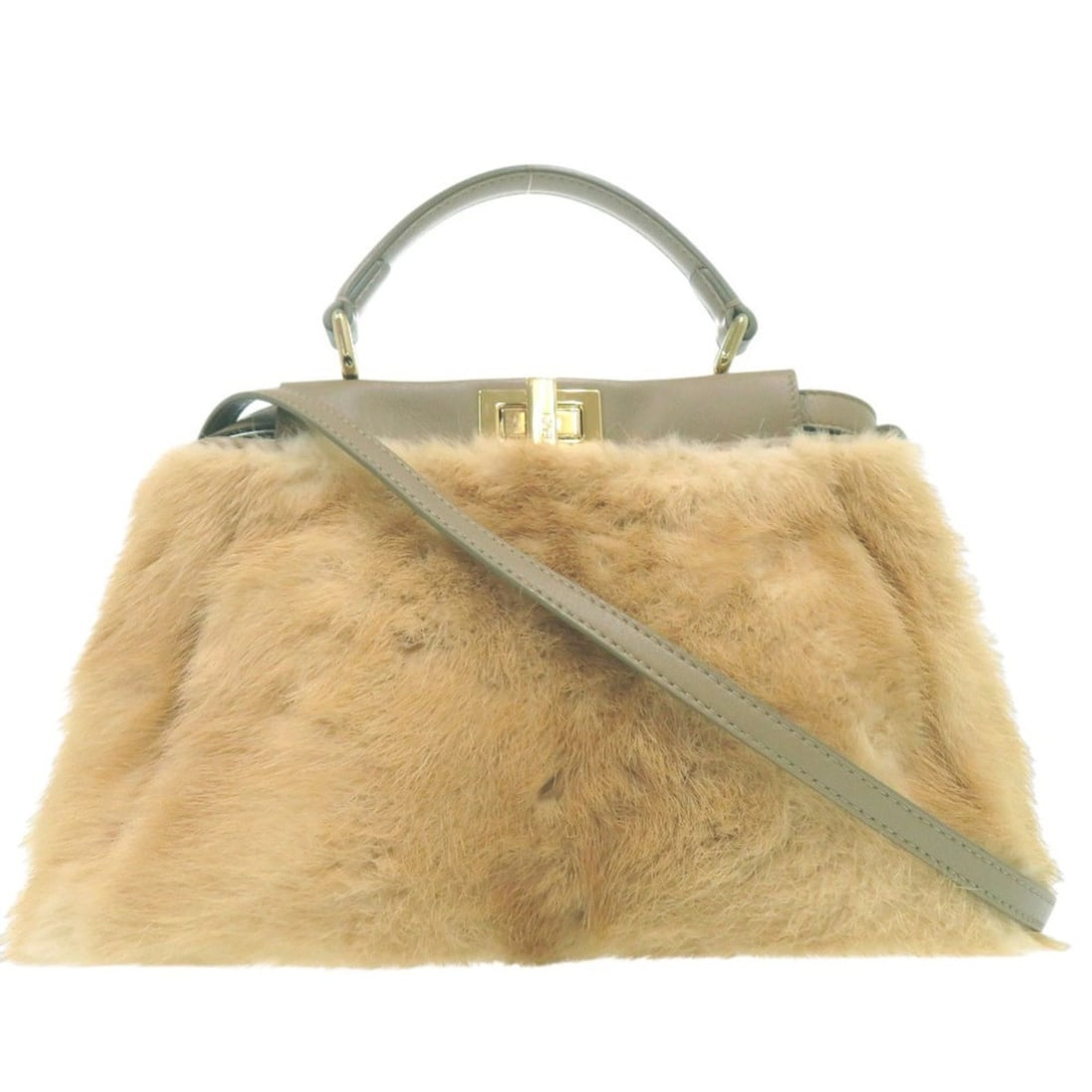 Excellent condition Fendi Peekaboo Mini 2-way handbag 8BN244 S8HC-199-10429 mink leather beige 1380 (1 of 18)
