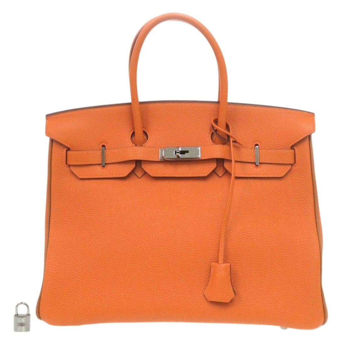 Hermes Excellent condition Hermès Birkin 35 Togo in orange and gold with two-tone ruthenium: --- Catalog ---Category: SizeSize (HxWxD): 26cm x 35cm x 18cm / 10.23'' x 13.77'' x 7.08''Category: DesignType: HandbagColor: Brown, OrangeGender: WomenMaterial: Togo leather Category: GeneralBrand: H