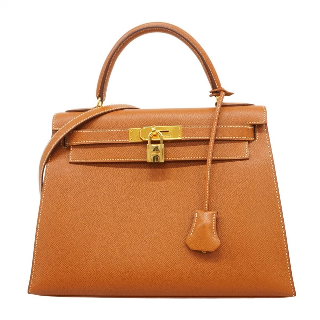 Hermes Hermès Kelly 28 Couchvel Gold Handbag with ?Y Stamp, 2-Way Bag for Women (1 of 17)