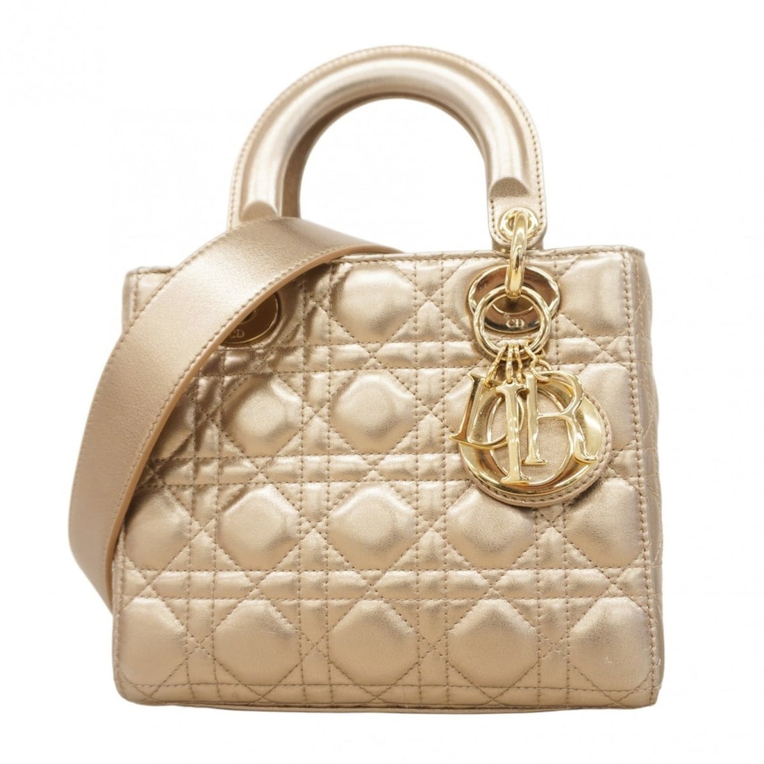 Christian Dior Lady Handbag, Leather, Pink Gold, Champagne, 2-Way Bag for Women: --- Catalog ---Category: SizeSize (HxWxD): 17cm x 20cm x 9cm / 6.69'' x 7.87'' x 3.54''Category: DesignType: HandbagColor: Pink goldGender: WomenMaterial: Leather Hardware Color: Champagne goldCategor