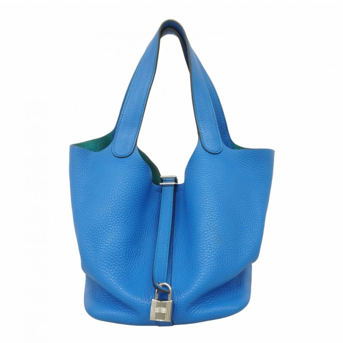 Hermes Hermès Picotin Lock MM Handbag in Taurillon Clemence Leather with Bleu Hydra X Stamp for (1 of 11)