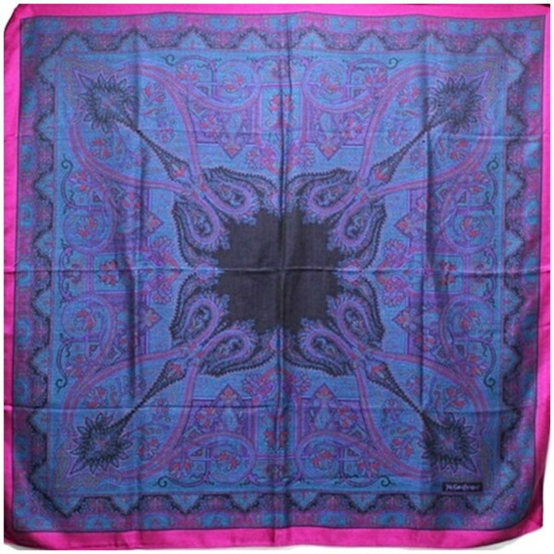 Yves Saint Laurent large wool and silk scarf in green purple for women (1 of 13)