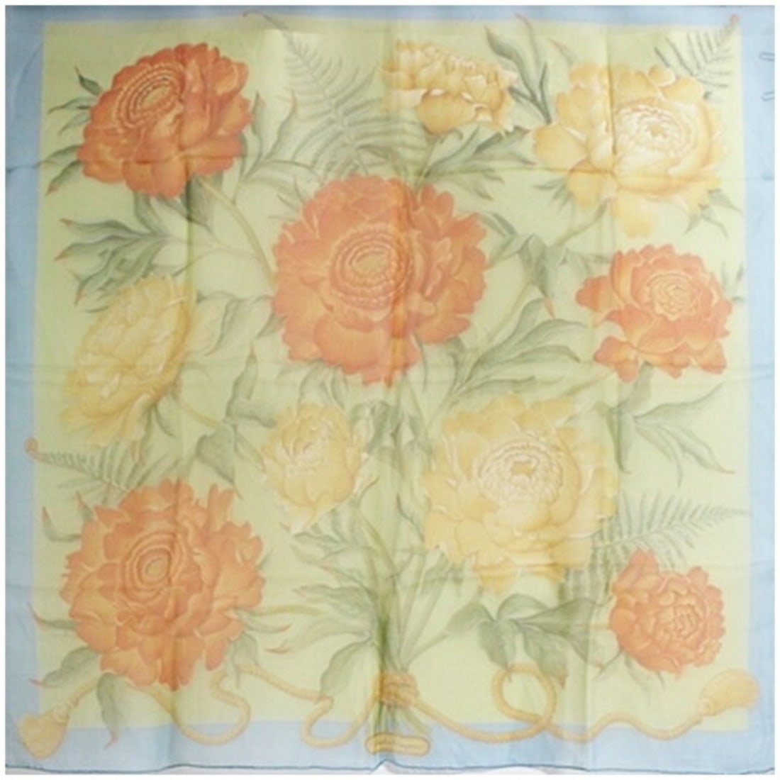 Salvatore Ferragamo Silk Chiffon Scarf, Unused, Yellow x Light Blue, Women's (1 of 12)