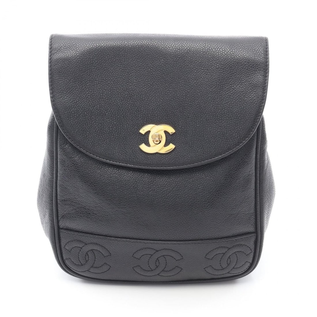 CHANEL Triple Coco Mark Backpack Bag in Caviar (Grained Calfskin) for Women Black: --- Catalog ---Category: SizeSize (HxWxD): 25cm x 21cm x 9cm / 9.84'' x 8.26'' x 3.54''Category: DesignType: BackpackColor: BlackGender: WomenMaterial: Grained Calfskin Category: GeneralBrand: Chanel-