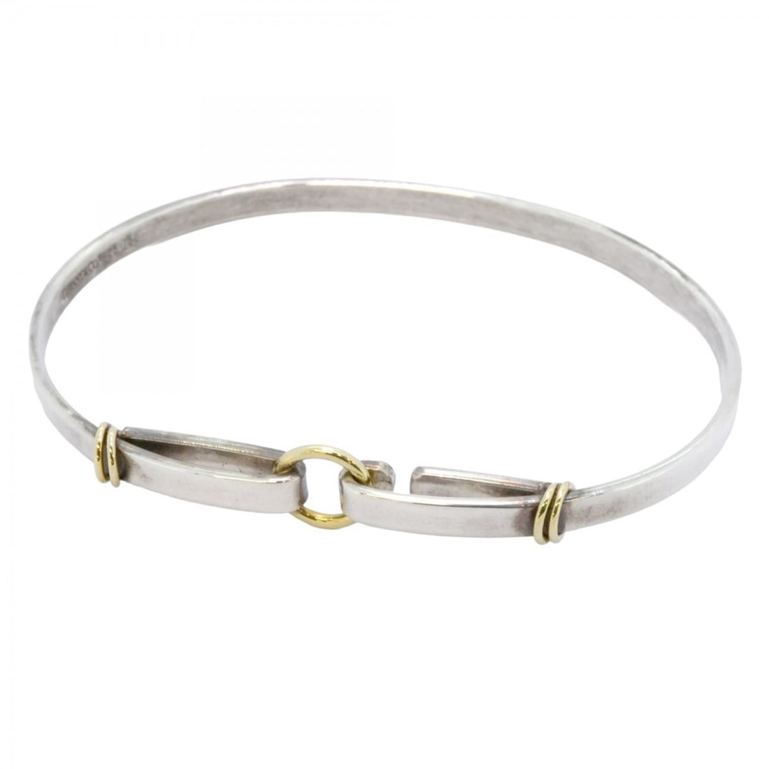 Tiffany Bangle Hook & Eye 18KYG Yellow Gold Silver 925 Women's: --- Catalog ---Category: SizeLength: 18.5cm / 7.28''Category: DesignType: BangleGender: WomenMaterial: Silver 925, Yellow gold (18K)Category: GeneralBrand: Tiffany--- Item List ---Section: