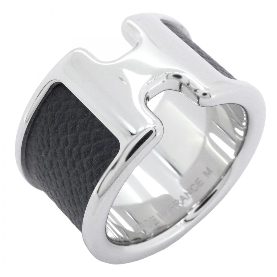 Hermes Olympe GM Ring, Metal, Silver, Black, Size 15, Women's: --- Catalog ---Category: SizeJP Size: 15US Size: 7.5Category: DesignType: Band ringColor: Black, SilverGender: WomenMaterial: MetalCategory: GeneralBrand: Hermes--- Item List ---Section:
