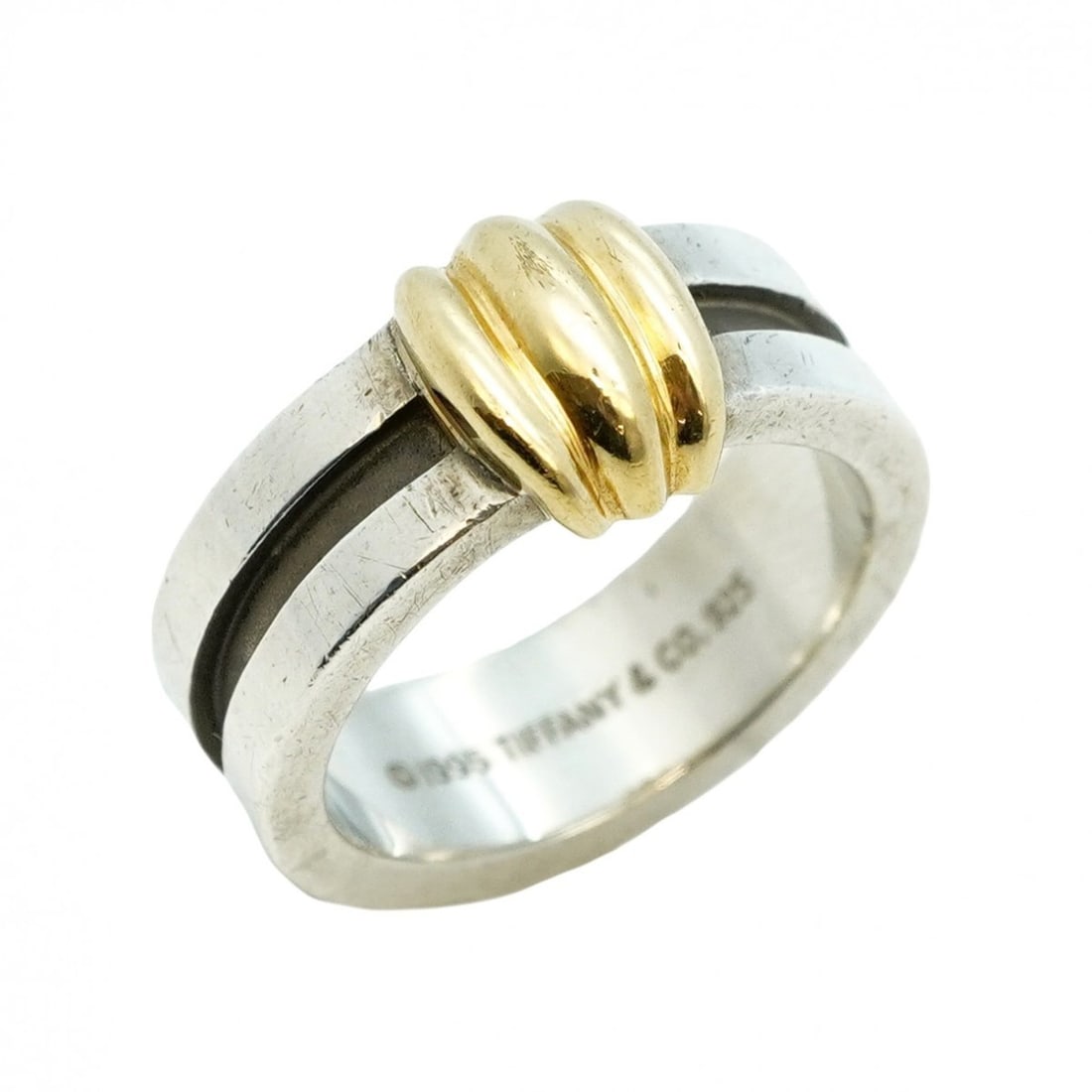 Tiffany & Co. Ring, Groupodies, 18K Yellow Gold and 925 Silver, Size 14, Women's: --- Catalog ---Category: SizeJP Size: 14US Size: 7Category: DesignType: Band ringGender: WomenMaterial: Silver 925, Yellow gold (18K)Category: GeneralBrand: Tiffany--- Item List ---Section: ConditionR