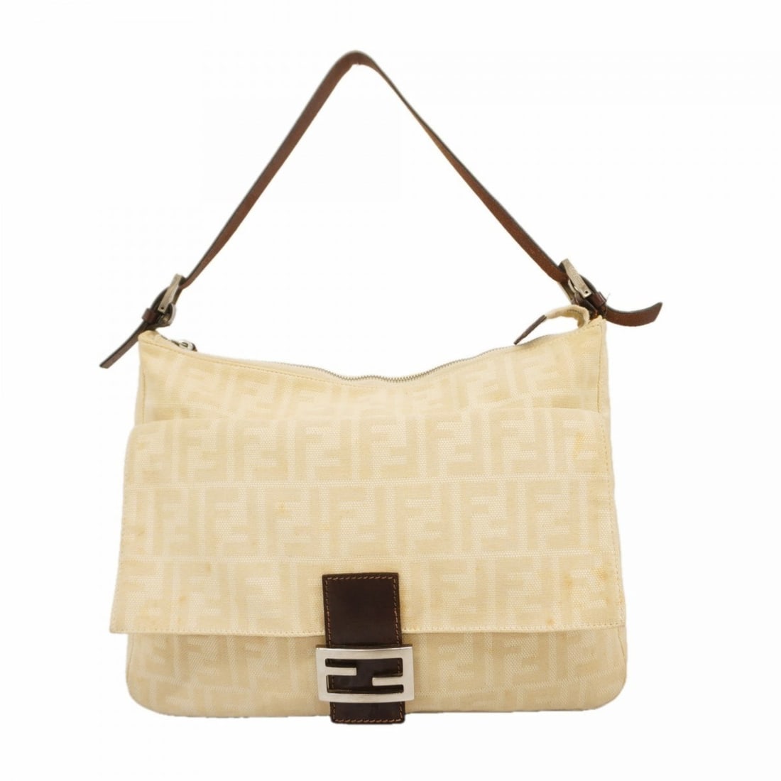 Fendi shoulder bag in Zucca canvas, beige and brown, for women: --- Catalog ---Category: SizeSize (HxWxD): 26cm x 33cm x 9.5cm / 10.23'' x 12.99'' x 3.74''Category: DesignType: Shoulder bagColor: Beige, BrownGender: WomenMaterial: Canvas Hardware Color: SilverCate