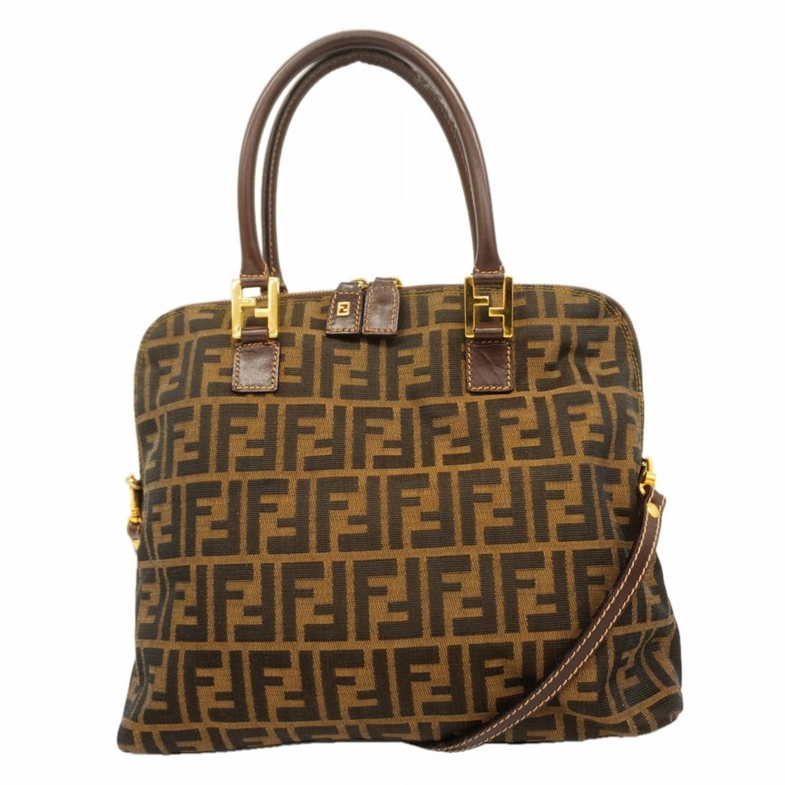 Fendi Zucca nylon canvas handbag, brown, 2-way bag for women: --- Catalog ---Category: SizeSize (HxWxD): 27cm x 32cm x 13cm / 10.62'' x 12.59'' x 5.11''Category: DesignType: HandbagColor: BrownGender: WomenMaterial: Nylon canvas Hardware Color: GoldCategory: Gen