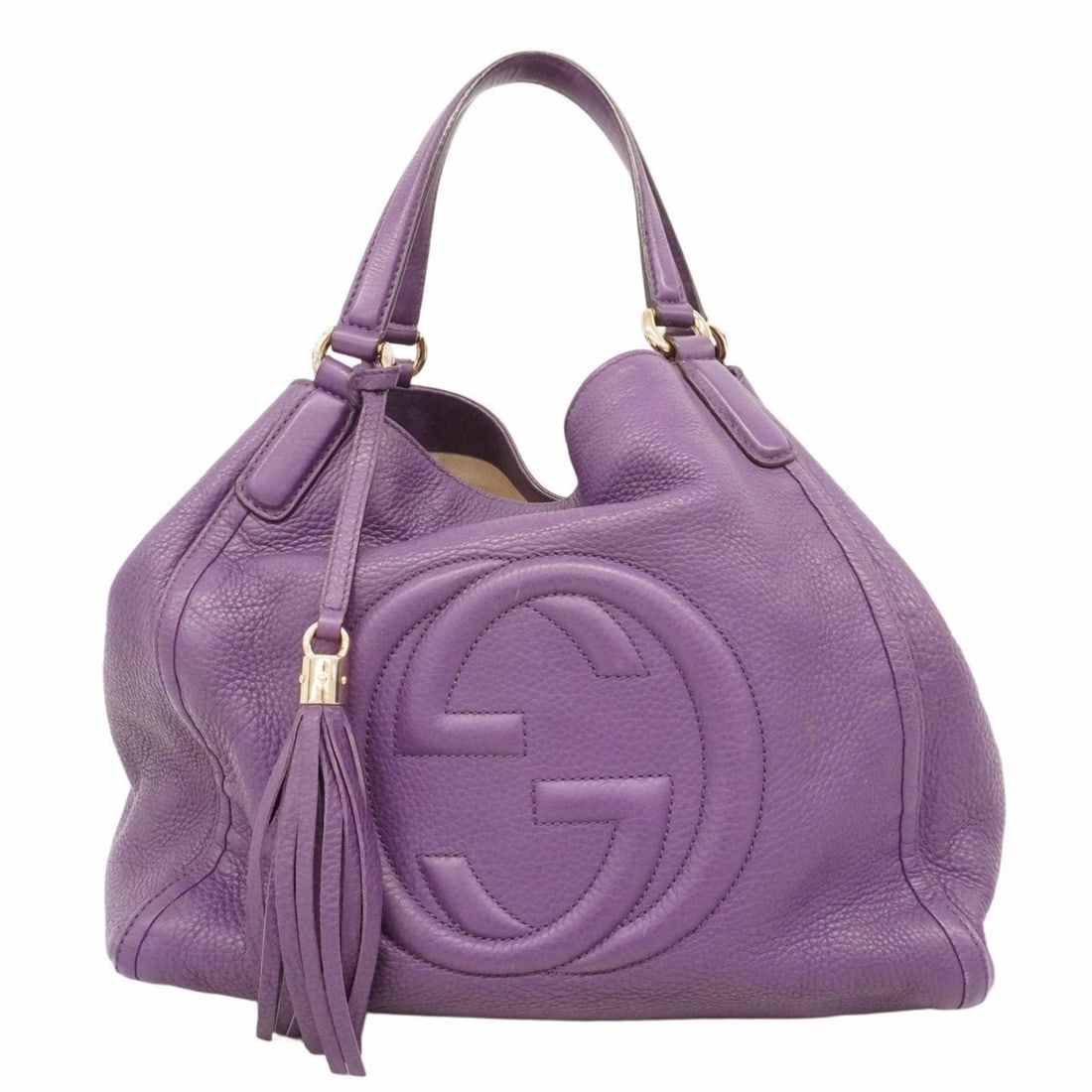 Gucci Soho Handbag 282309 Leather Purple Champagne Women's: --- Catalog ---Category: SizeSize (HxWxD): 30cm x 34cm x 16cm / 11.81'' x 13.38'' x 6.29''Category: DesignType: HandbagColor: PurpleGender: WomenMaterial: Leather Hardware Color: Champagne goldCategor