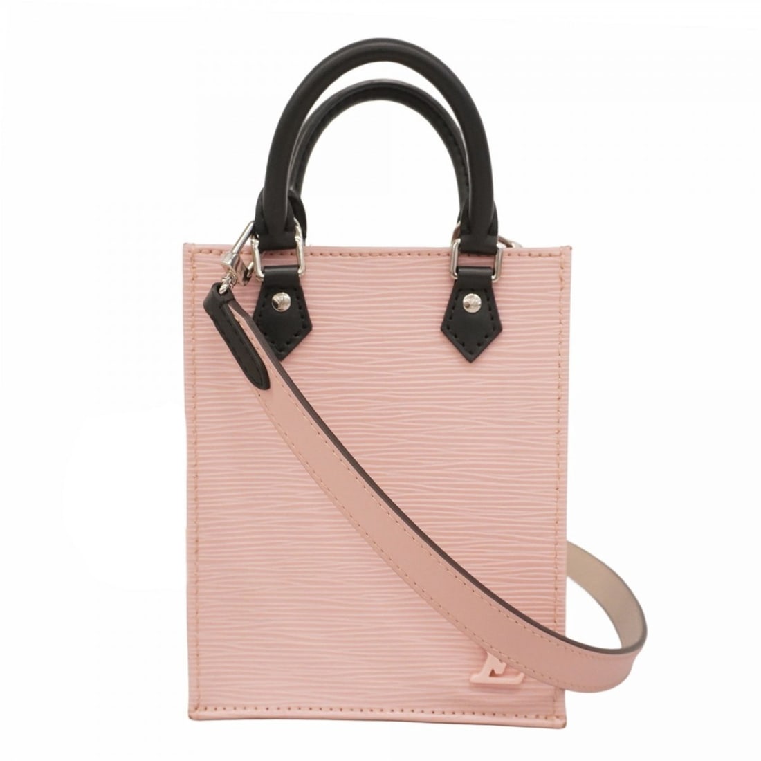 Louis Vuitton Epi Sac Plat Handbag M69575 Rose Ballerine Noir 2-Way Bag for Women (1 of 13)