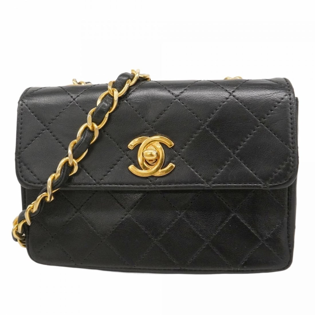 Chanel Mini Matelasse Shoulder Bag with Chain Bag, Lambskin, Black, Women's (1 of 15)