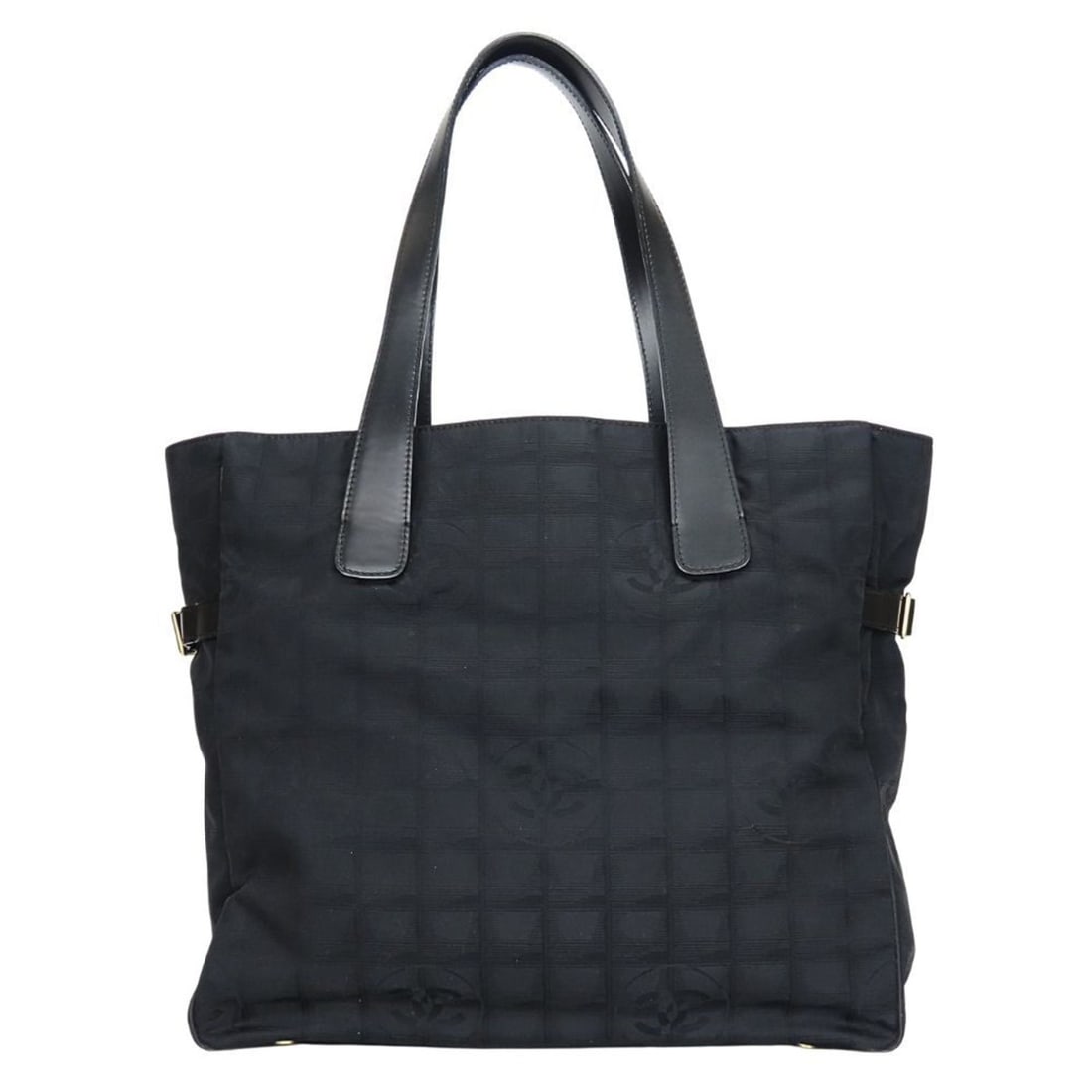 Chanel New Travel Line Coco Mark Tote Bag, Jacquard Nylon Leather, Black, Gold Hardware, Women's,: --- Catalog ---Category: SizeSize (HxWxD): 32cm x 35cm x 12cm / 12.59'' x 13.77'' x 4.72''Category: DesignType: Tote bagColor: BlackGender: WomenMaterial: New Travel Line , Jacquard , Nylon , Leather