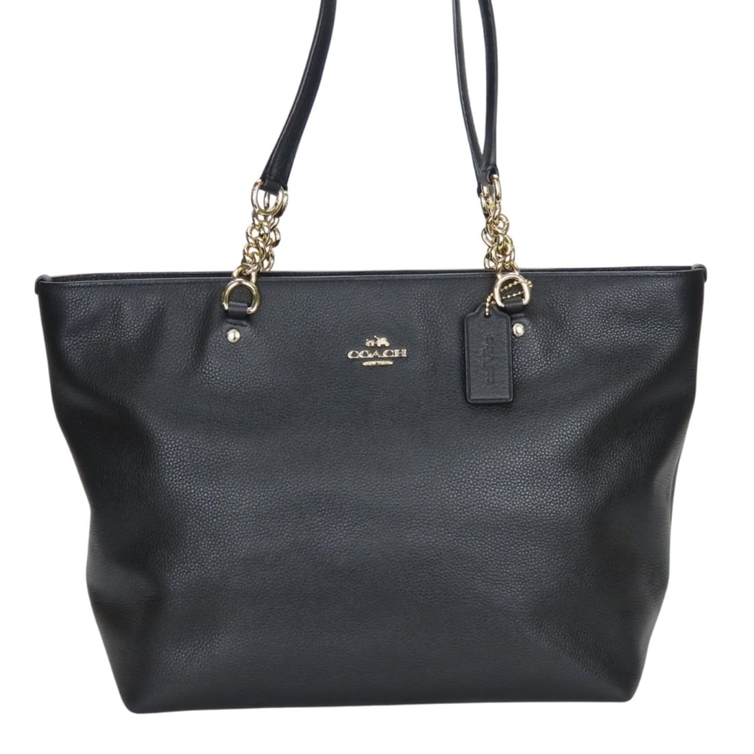 Coach Tote Bag 36600 Black Leather with Gold Hardware and Chain, Women's, COACH (1 of 20)