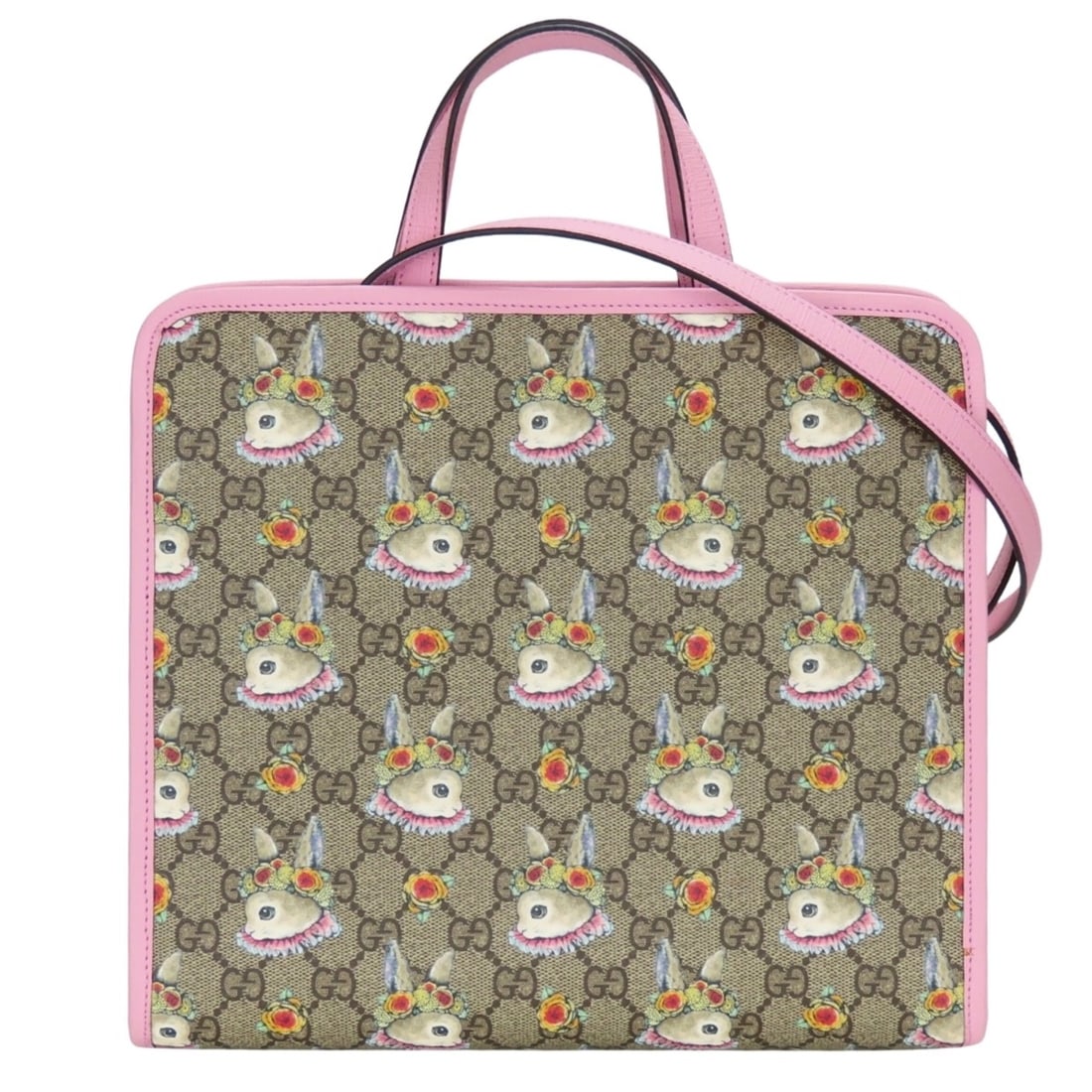 Gucci Tote Bag by Yuko Higuchi, 630542, Children's GG Supreme, Pink and Beige, Rabbit Design, (1 of 20)