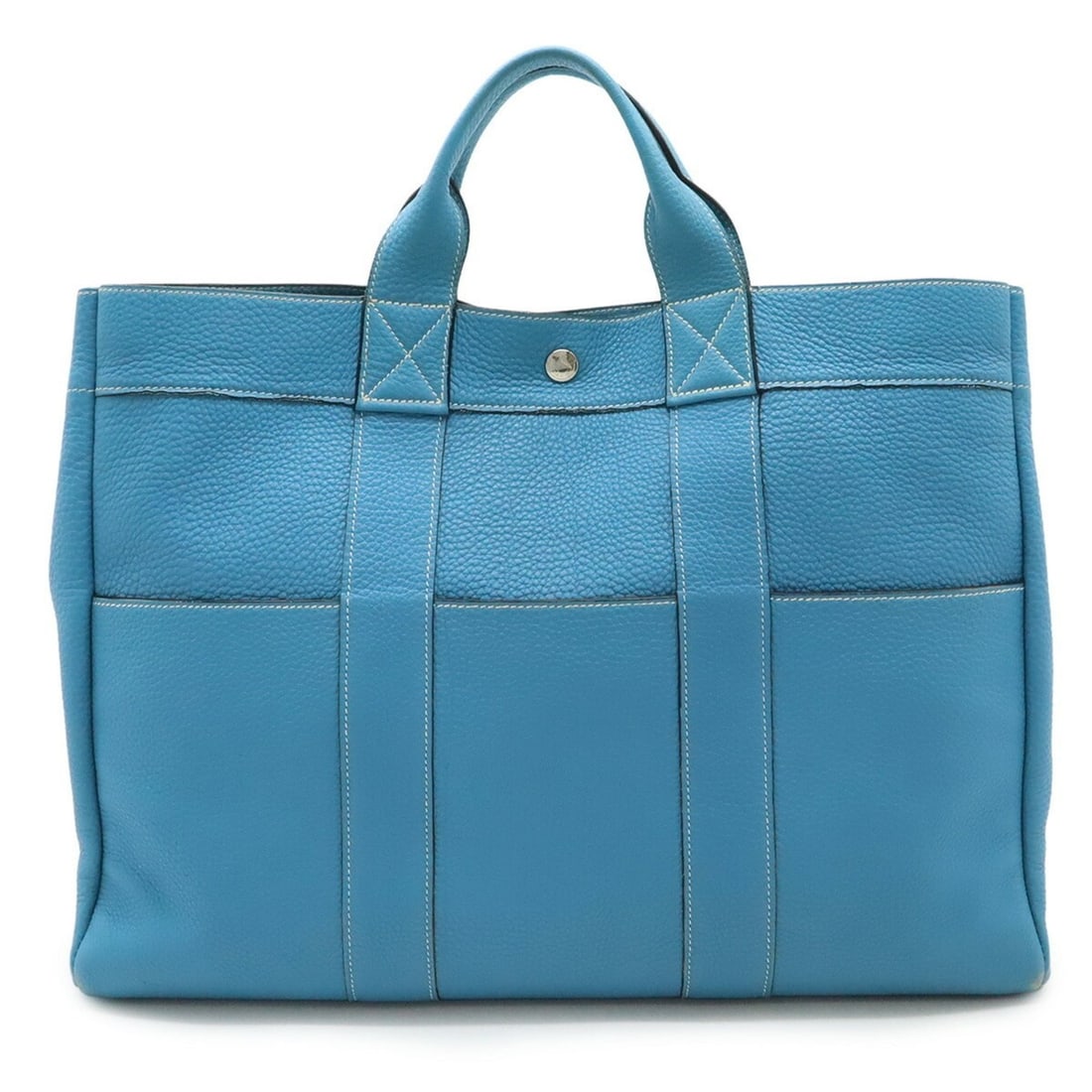 HERMES Foul Tote MM All-Leather Bag/Handbag in Taurillon Clemence Leather, Blue, with G Stamp: --- Catalog ---Category: SizeSize (HxWxD): 32cm x 43cm x 11cm / 12.59'' x 16.92'' x 4.33''Category: DesignType: Handbag, Tote bagColor: BlueGender: WomenMaterial: Taurillon clemence leather Category: