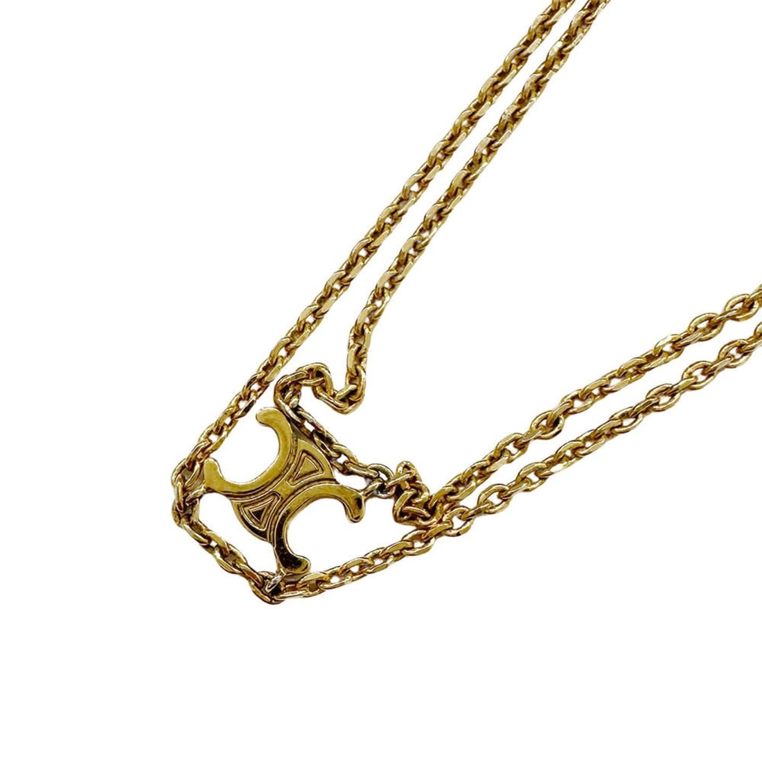 Celine CELINE necklace ladies brand Triomphe suspenders gold: --- Catalog ---Category: SizePendant Size: 6mm x 9mm / 0.23'' x 0.35''Neck Circumference: 36 cm - 43 cm / 14.17'' - 16.92''Category: DesignColor: GoldGender: WomenNecklace Type: NecklaceCategory: Gene