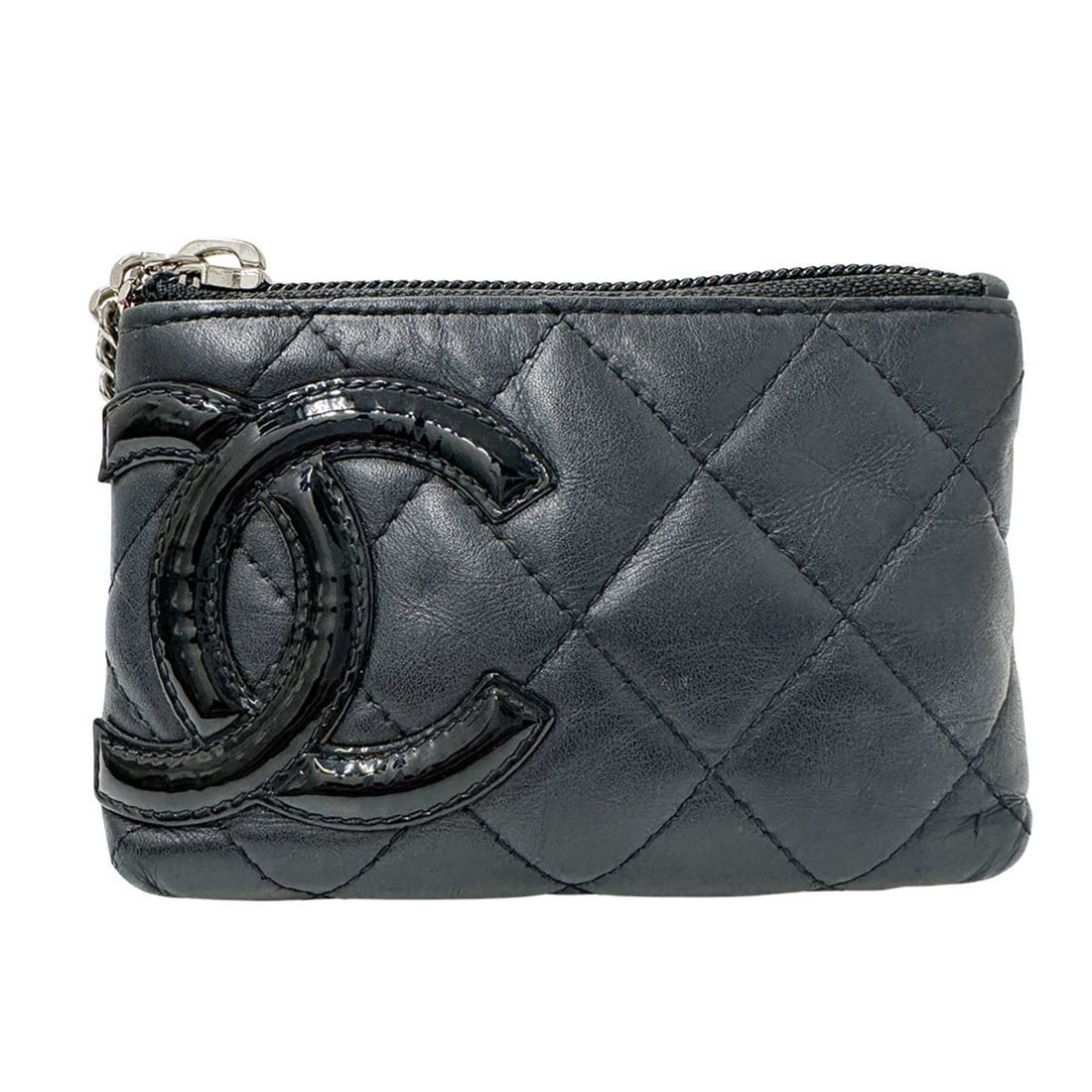 CHANEL wallet with Coco mark, men's and women's brand wallet/coin case, lambskin Cambon black silver: --- Catalog ---Category: SizeSize (HxWxD): 9cm x 12cm x 1.5cm / 3.54'' x 4.72'' x 0.59''Category: DesignType: Coin purse/coin caseColor: BlackGender: Men,WomenMaterial: Leather Leather/Fur Type: Lambs