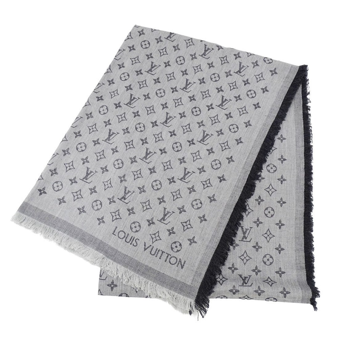 Louis Vuitton Monogram Essential Cotton Stole in Gray (M71619) for Men and Women (1 of 15)