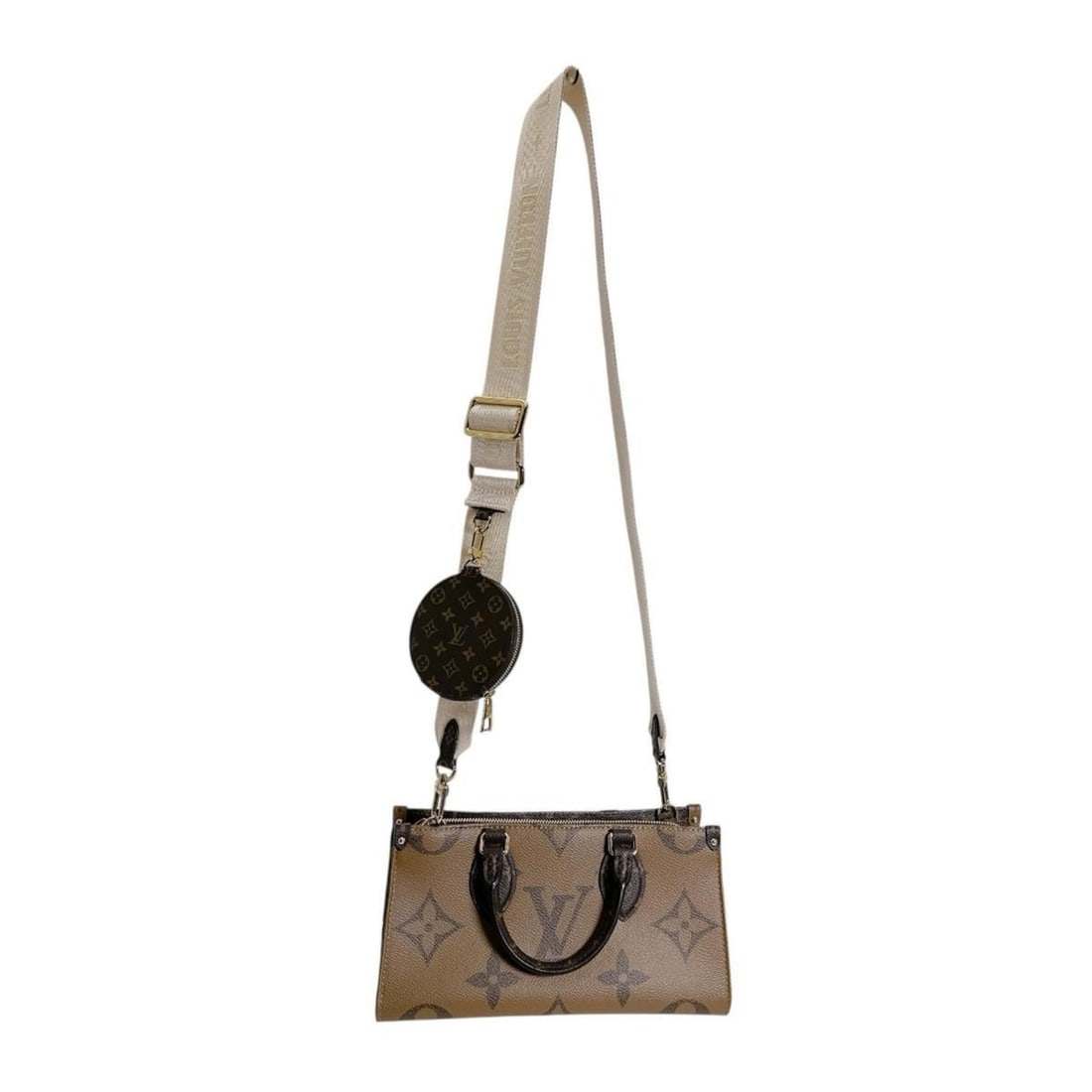 Louis Vuitton On the Go New York Monogram Canvas Tote Bag, Brown, M46653: --- Catalog ---Category: SizeSize (HxWxD): 14cm x 26cm x 10cm / 5.51'' x 10.23'' x 3.93''Category: DesignType: Pouch, Tote bagColor: BrownGender: WomenMaterial: Monogram Category: GeneralMPN: M46653Br