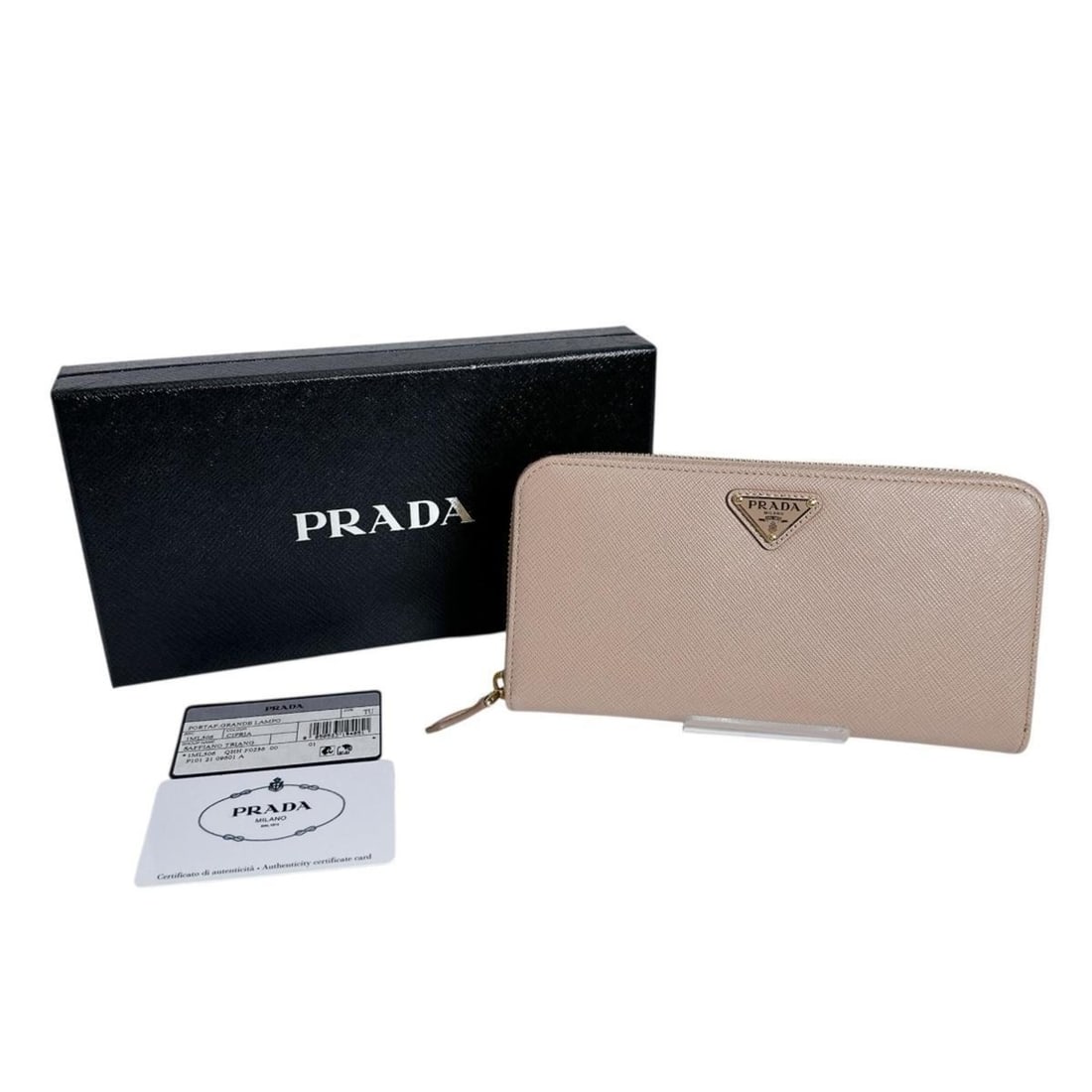 PRADA Zip-Around Saffiano Leather Long Wallet 1ML506 Cipria (1 of 15)