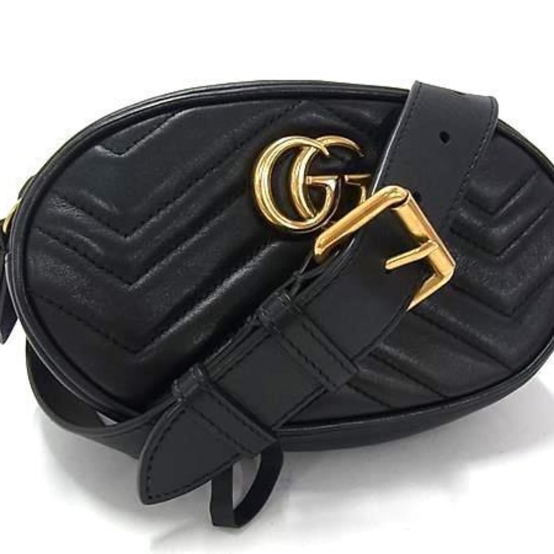 GUCCI GG Marmont Waist Bag 476484 Black Leather Body for Men and Women: --- Catalog ---Category: SizeSize (HxWxD): 11cm x 18cm x 3cm / 4.33'' x 7.08'' x 1.18''Category: DesignType: Fanny pack, Shoulder bagColor: BlackGender: Women,MenMaterial: Leather Category: GeneralMPN