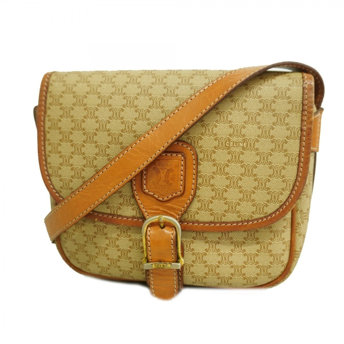 Celine Shoulder Bag Macadam Brown Women's: --- Catalog ---Category: SizeSize (HxWxD): 18cm x 19cm x 7cm / 7.08'' x 7.48'' x 2.75''Category: DesignType: Shoulder bagColor: BrownGender: WomenMaterial: PVC Hardware Color: GoldCategory: GeneralBra