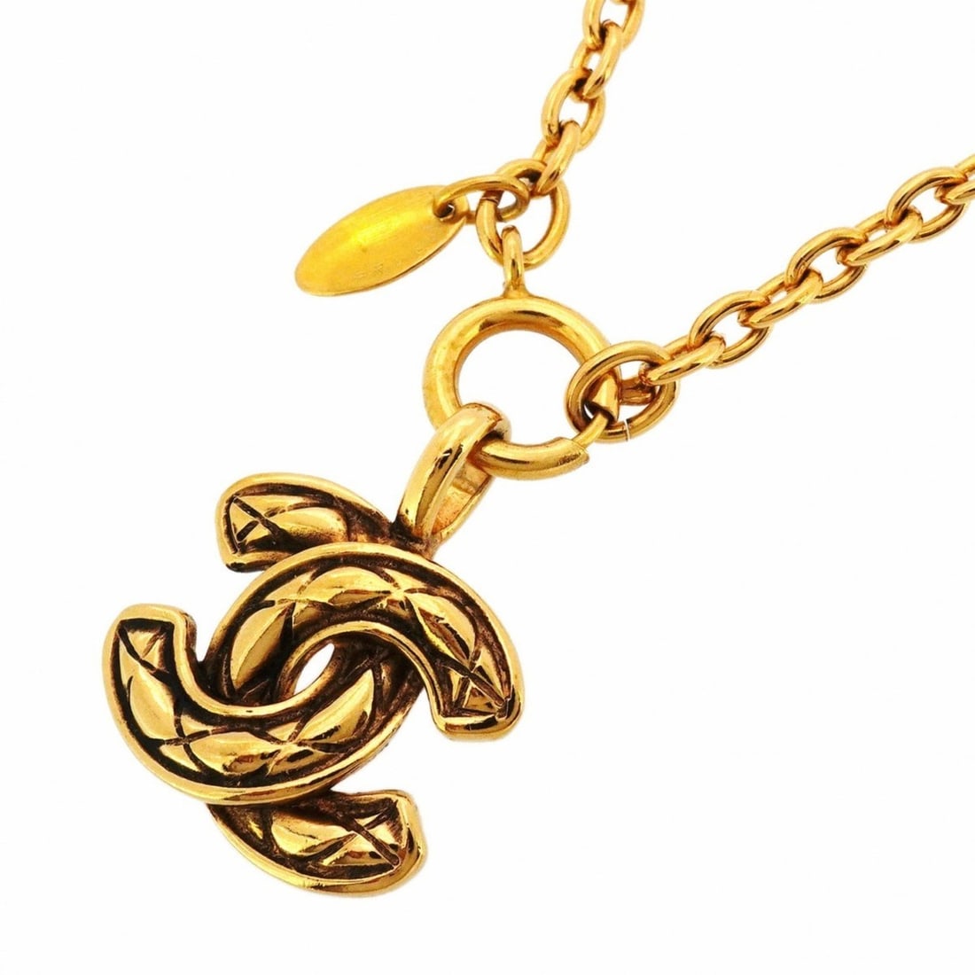 Chanel Coco Mark Matelasse Necklace, GP Plated, Gold, Women's (1 of 12)
