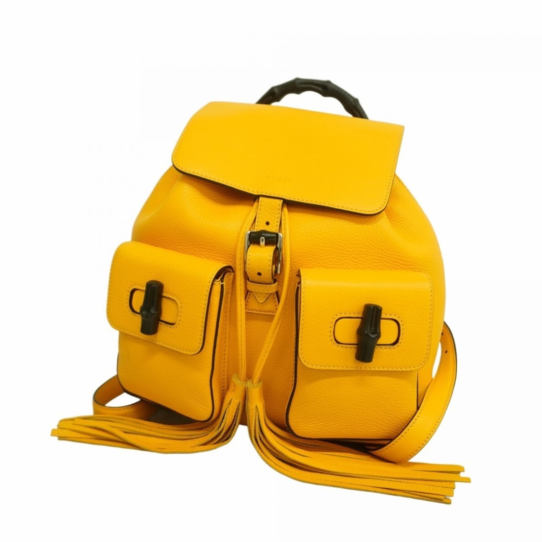 Gucci Bamboo Backpack Daypack 370833 Leather Yellow Women's (1 of 18)