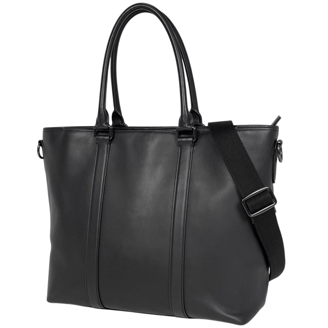 Coach Metropolitan Tote Bag, 2-Way Shoulder Leather, Black, 55564, Men's (1 of 17)
