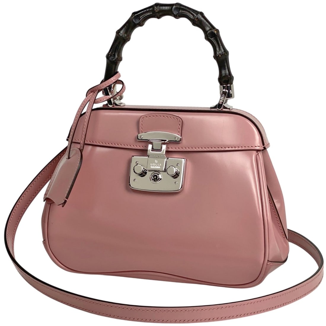 Gucci Ladylock Bamboo Handbag, 2-Way Shoulder Bag, Leather, Pink, 353522, Women's (1 of 12)
