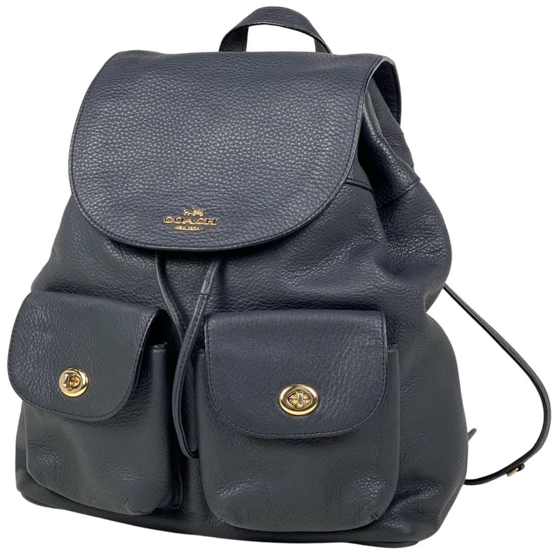 Coach logo rucksack, backpack, daypack, leather, navy, F37410, women's (1 of 14)
