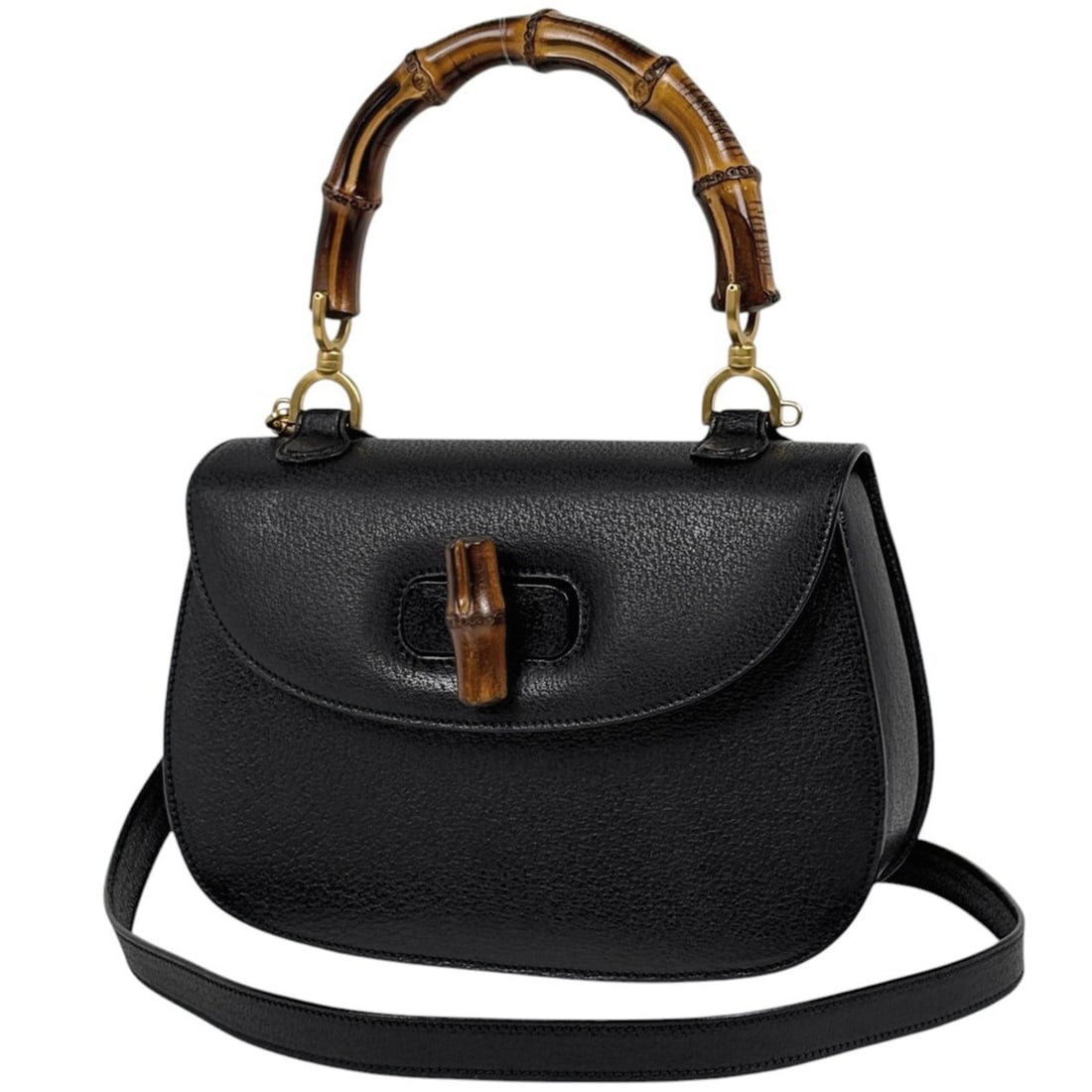 Gucci Bamboo Handbag/Shoulder Bag, Old 0001130633, Leather, Black, Women's (1 of 11)