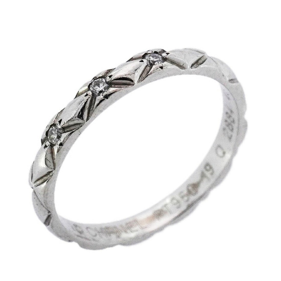 Chanel Matelasse 3PD Ring, Pt950 Platinum with Diamonds, #48, Women's (1 of 19)