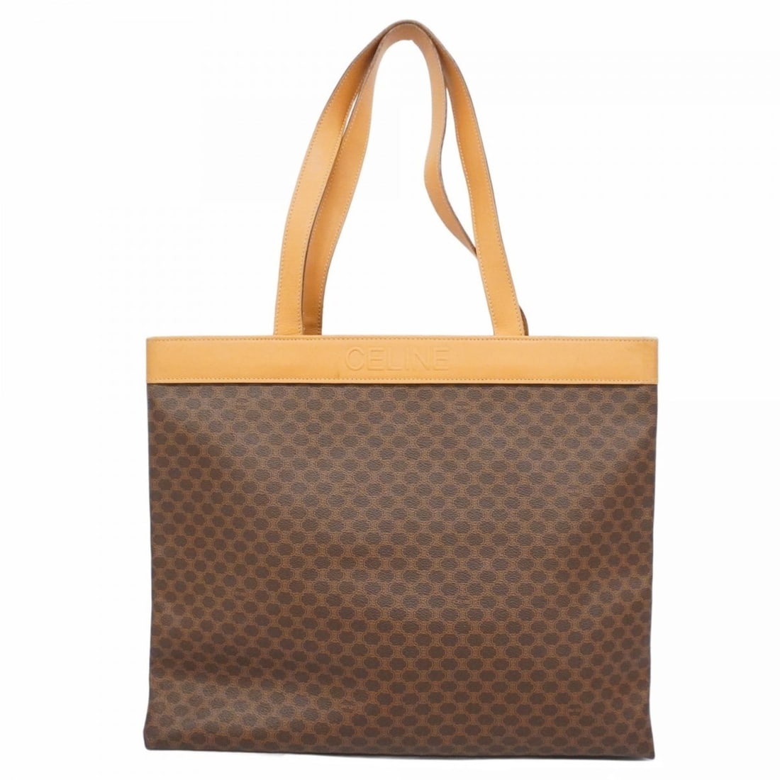 Celine tote bag, Macadam, brown, for women: --- Catalog ---Category: SizeSize (HxWxD): 34cm x 42cm x 11.5cm / 13.38'' x 16.53'' x 4.52''Category: DesignType: Tote bagColor: BrownGender: WomenMaterial: PVC Hardware Color: GoldCategory: GeneralBr