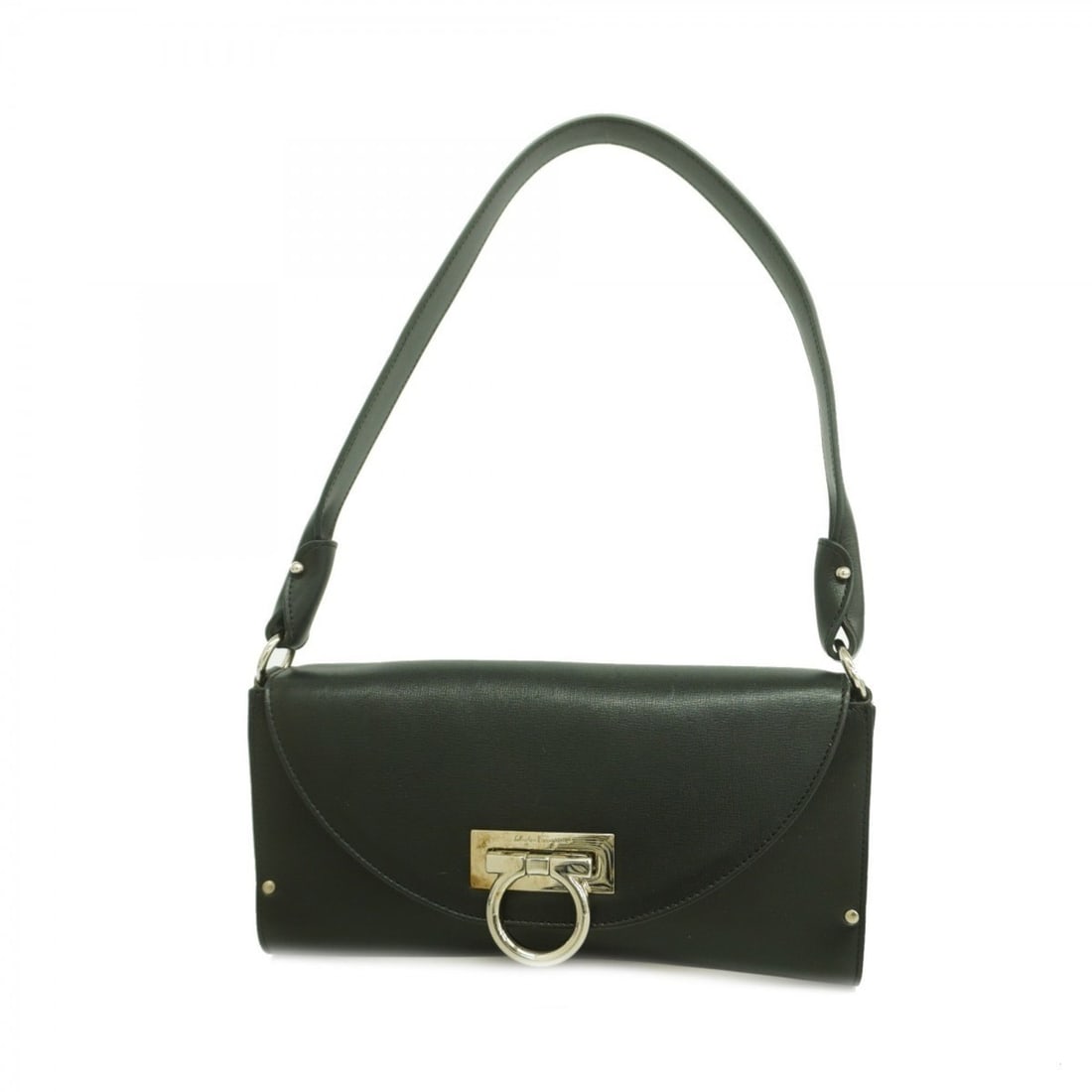 Salvatore Ferragamo Gancini Leather Shoulder Bag, Black, Women's (1 of 11)