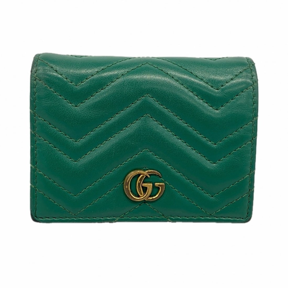 Gucci GG Marmont wallet 466492 leather green women's (1 of 12)