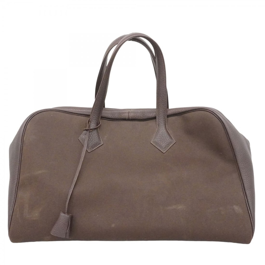 Hermes Hermès Vitoria 43 Toile Officier Fjord Boston Bag, Brown, G Stamp, Men's/Women's: --- Catalog ---Category: SizeSize (HxWxD): 27cm x 44.5cm x 20cm / 10.62'' x 17.51'' x 7.87''Category: DesignType: Boston bagColor: BrownGender: Men,WomenMaterial: Toile officier , Fjord leather Hardwa