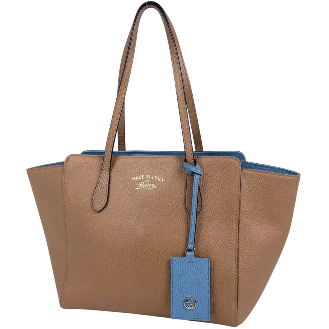Gucci Swing Tote Bag, Logo Shoulder Bag with Interlocking G, Leather, Beige, Blue, 354408, Women's: --- Catalog ---Category: SizeSize (HxWxD): 22cm x 26.5cm x 15cm / 8.66'' x 10.43'' x 5.9''Category: DesignType: Shoulder bag, Tote bagColor: Beige, BlueGender: WomenMaterial: Leather Category: General