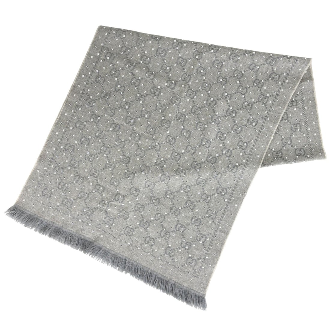 Gucci GG patterned studded wool scarf in grey for women (1 of 10)