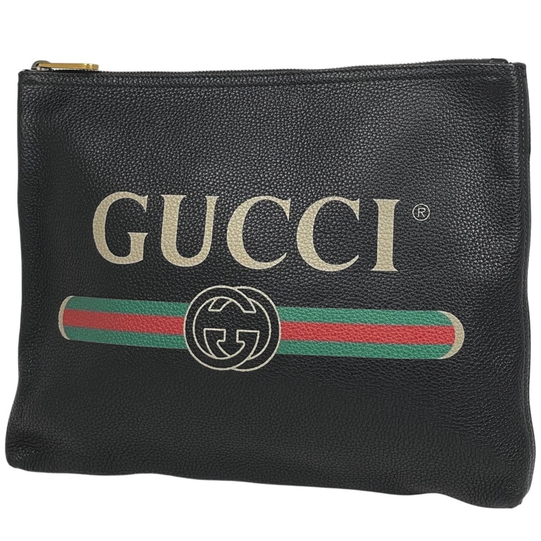 Gucci Logo Portfolio Clutch Bag, Sherry Line Web Black Leather, 500981, Women's (1 of 10)