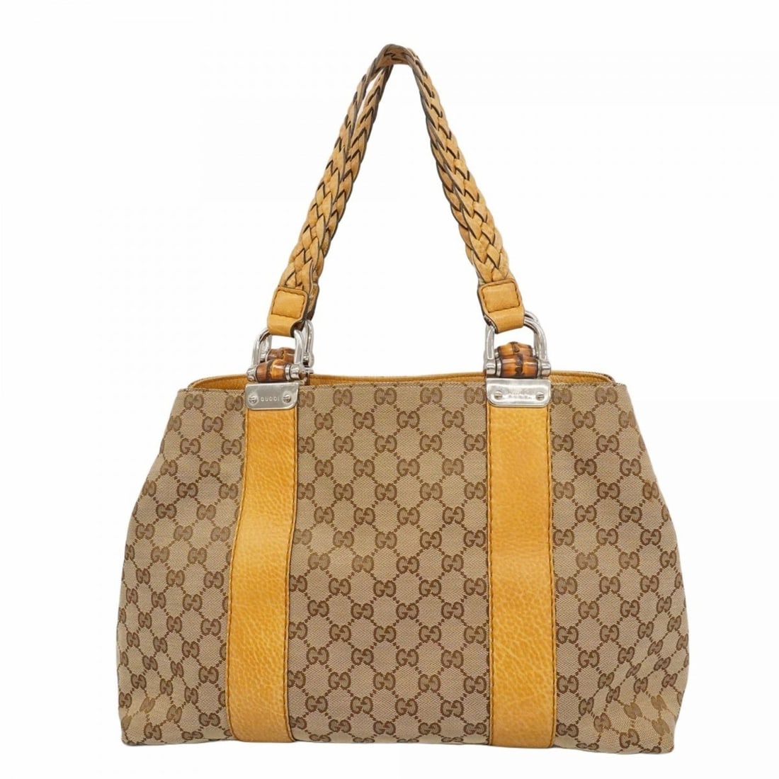Gucci GG Canvas Bamboo Tote Bag 232947 Brown Women's: --- Catalog ---Category: SizeSize (HxWxD): 26cm x 38cm x 14.5cm / 10.23'' x 14.96'' x 5.7''Category: DesignType: Tote bagColor: BrownGender: WomenMaterial: Canvas Hardware Color: SilverCategory: Gener