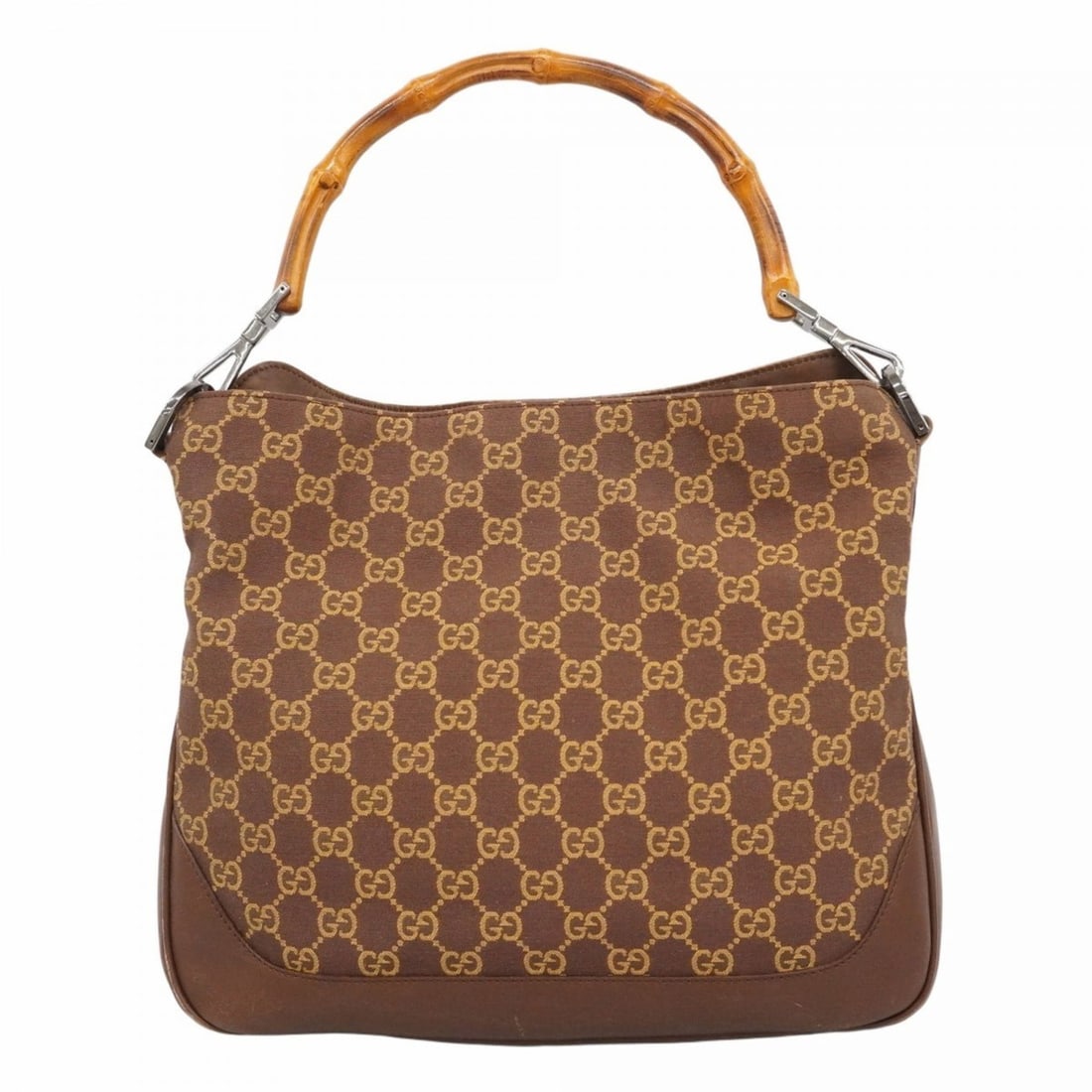 Gucci Bamboo 001 4095 Canvas Brown Handbag for Women: --- Catalog ---Category: SizeSize (HxWxD): 26cm x 28.5cm x 6cm / 10.23'' x 11.22'' x 2.36''Category: DesignType: HandbagColor: BrownGender: WomenMaterial: Canvas Hardware Color: SilverCategory: Genera