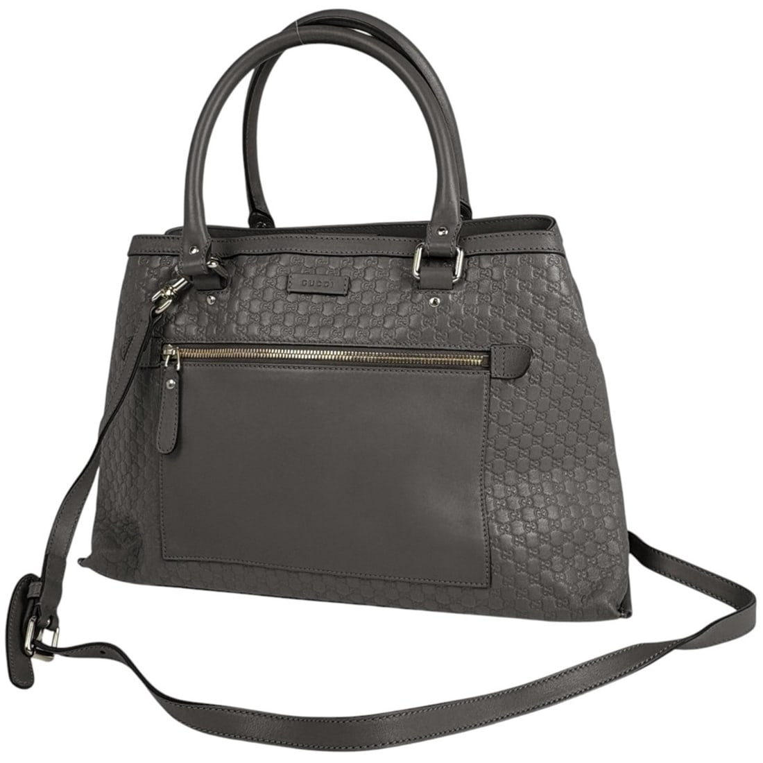 Gucci Micro Shima Handbag, 2-Way Shoulder Bag/Tote Bag/Handbag, Leather, Gray, 510291, Women's (1 of 14)