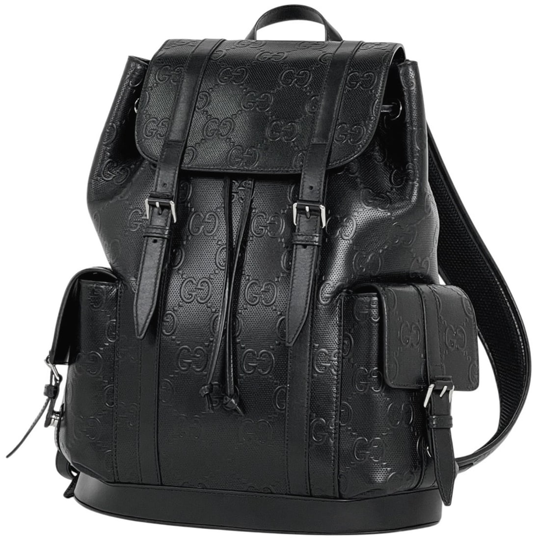 Gucci GG pattern backpack, embossed leather, black, 625770, men's (1 of 14)