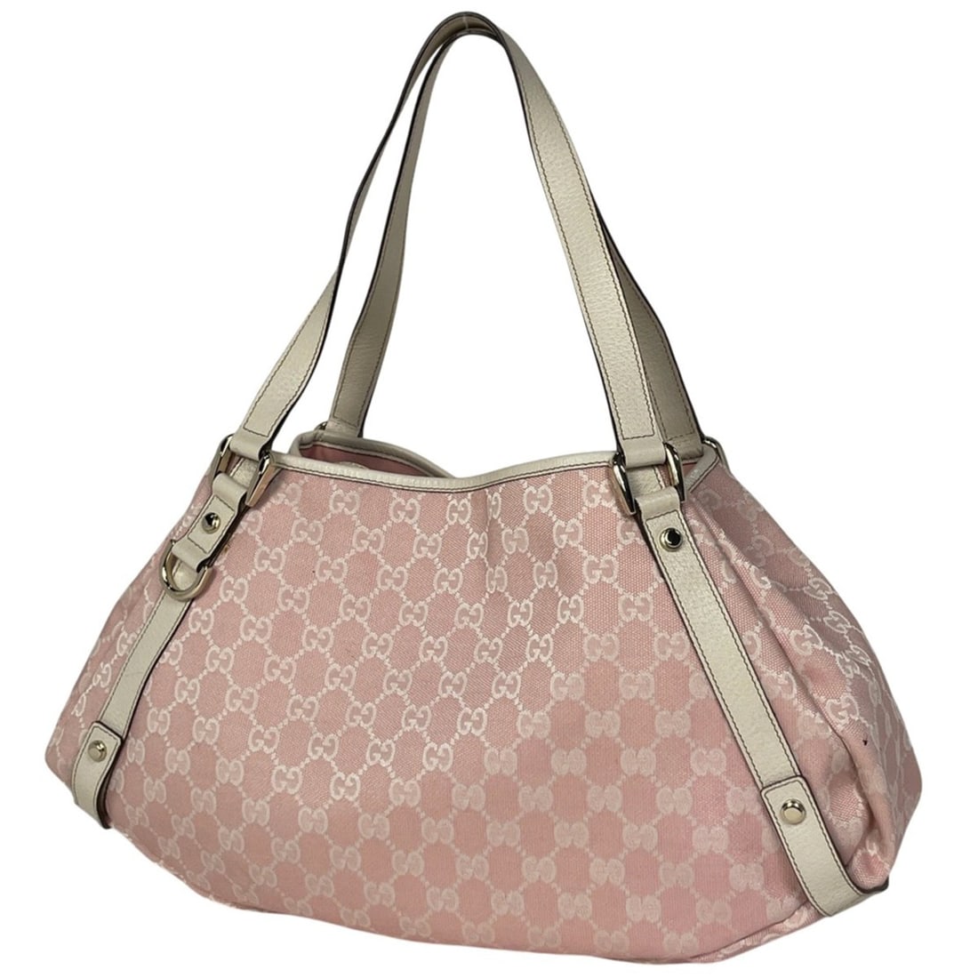 Gucci GG Print Tote Bag/Shoulder Bag, Abbey Canvas, Pink, 130736, Women's: --- Catalog ---Category: SizeSize (HxWxD): 25cm x 40cm x 11cm / 9.84'' x 15.74'' x 4.33''Category: DesignType: Shoulder bag, Tote bagColor: PinkGender: WomenMaterial: GG canvas , Leather Category: Gen