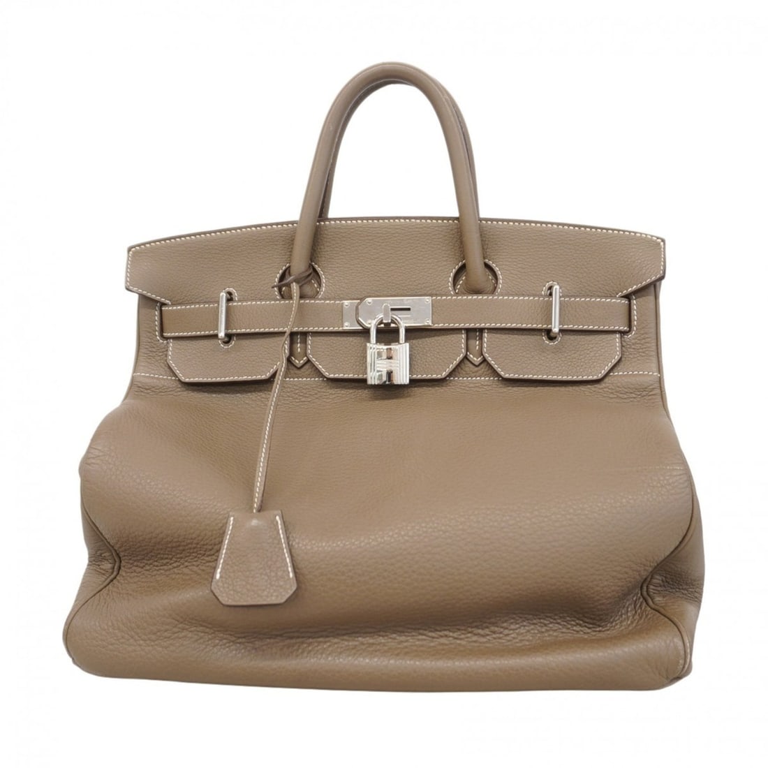 Hermes Hermès Haute Couture 40 Handbag, Taurillon Clemence Etoupe, Men's, M Stamp, P2173977: --- Catalog ---Category: SizeSize (HxWxD): 41cm x 40cm x 23cm / 16.14'' x 15.74'' x 9.05''Category: DesignType: HandbagColor: Etoupe grayGender: MenMaterial: Taurillon clemence leather Hardware Color: