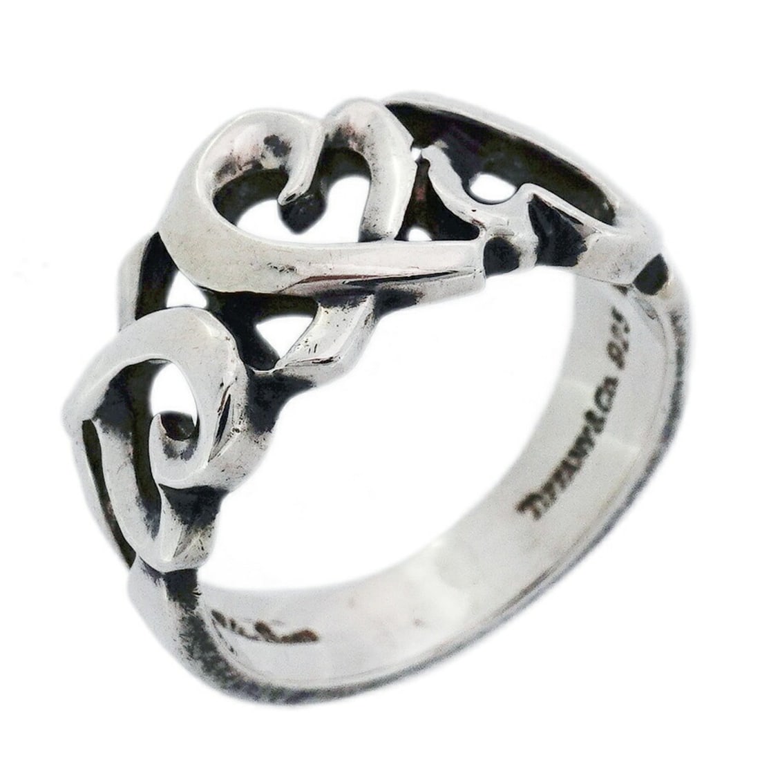 Tiffany & Co. Triple Loving Heart Ring, Silver 925, Size 9, Women's: --- Catalog ---Category: SizeJP Size: 9US Size: 5Category: DesignType: Band ringGender: WomenMaterial: Silver 925Category: GeneralBrand: Tiffany--- Item List ---Section: ConditionRanking: Rank AB Used