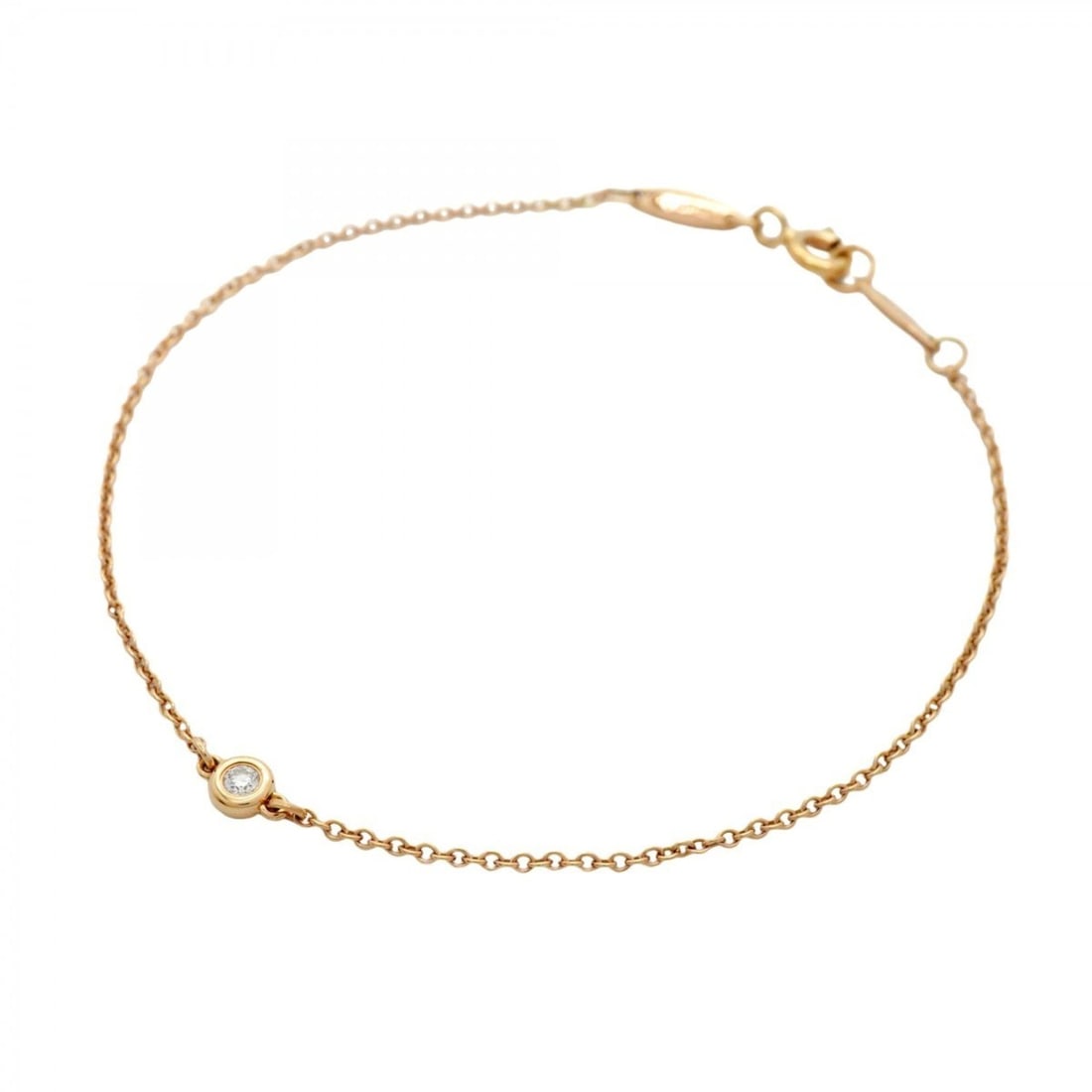 Tiffany By the Yard Bracelet 1PD 18KPG Pink Gold Diamond Women's: --- Catalog ---Category: SizeLength: 18cm / 7.08''Category: DesignType: Charm braceletStone: DiamondGender: WomenMaterial: Pink gold (18K)Category: GeneralBrand: Tiffany--- Item List ---Section: Condi