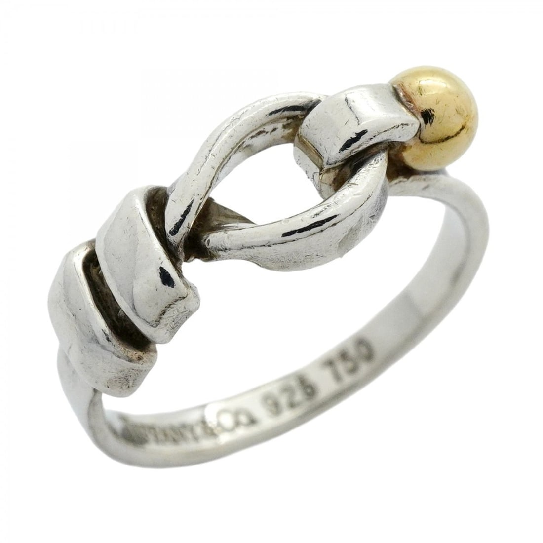 Tiffany Hook & Eye Ring, 18K Yellow Gold and 925 Silver, Size 10, Women's: --- Catalog ---Category: SizeJP Size: 10US Size: 5.5Category: DesignType: Band ringGender: WomenMaterial: Silver 925, Yellow gold (18K)Category: GeneralBrand: Tiffany--- Item List ---Section: Conditio